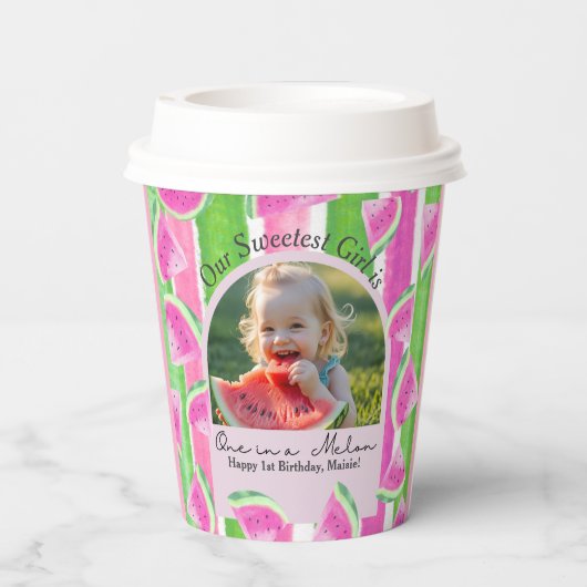 Eine in einer Melon-Birthday-Wassermelone Pappbecher (Rückseite)