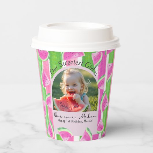 Eine in einer Melon-Birthday-Wassermelone Pappbecher (Vorderseite)