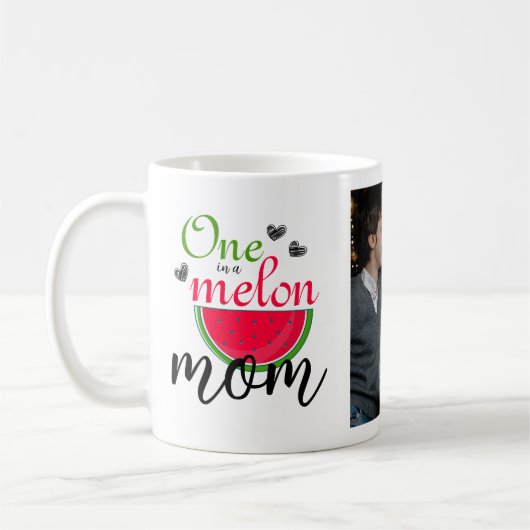 Eine in einer Melon-Mama Wassermelone Foto Kaffeetasse (Links)
