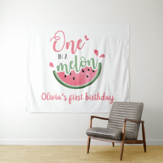 Eine in einer Melon Wassermelone Wasserfarbe 1. Ge Wandteppich