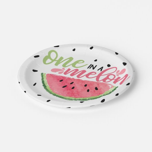 Eine in einer Melon Watermelon Papierplatte Pappteller (Schrägansicht)