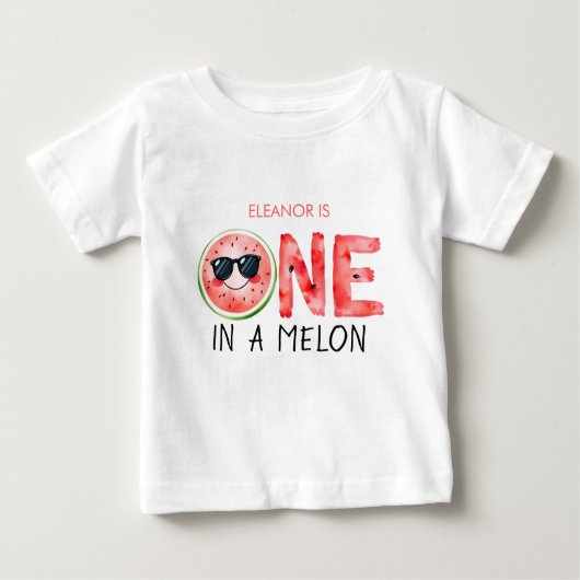 Eine in einer Melone 1. Geburtstag Aquarellmelone Baby T-shirt (Vorderseite)
