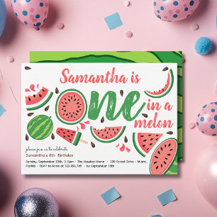 Eine in einer Melone erste Wassermelone Geburtstag Einladung