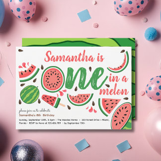Eine in einer Melone erste Wassermelone Geburtstag Einladung