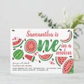 Eine in einer Melone erste Wassermelone Geburtstag Einladung (Stehend Vorderseite)