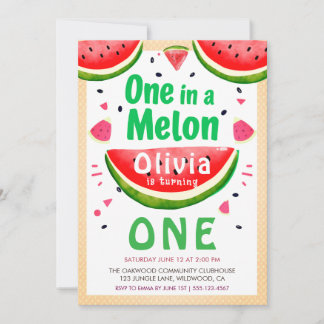 Eine in einer Melone erster Geburtstag Einladung