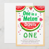 Eine in einer Melone erster Geburtstag Einladung (Vorne/Hinten)