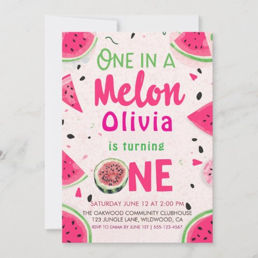 Eine in einer Melone Erster Geburtstag Einladung (Vorderseite)