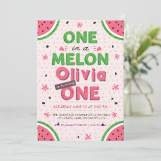 Eine in einer Melone Erster Geburtstag Einladung