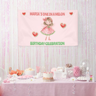 Eine in einer Melone Geburtstagsbanner | Wassermel Banner