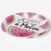 Eine in einer Melone Geburtstagsfeier Pappteller (Schrägansicht)