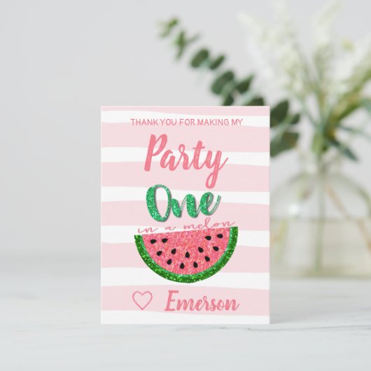 Eine in einer Melone, Wassermelone Danke Card (Stehend Vorderseite)