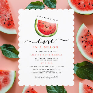 Eine in einer Melone Wassermelone Erste Geburtstag Einladung