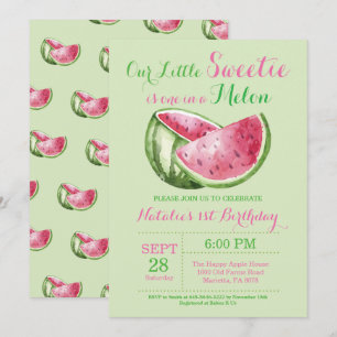 Eine in einer Melone Wassermelone Erstes Geburtsta Einladung