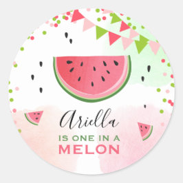 Eine in einer Melone Watermelon Tags Umschlag Aufk Runder Aufkleber