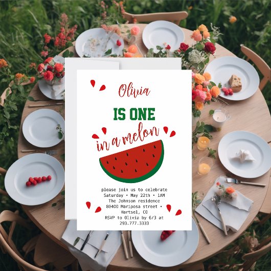 Eine in einer Wassermelone Wassermelone Erster Geb Einladung