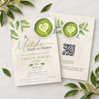 Eine in Himmel geschmiedete Matcha-Hochzeitsdusche Einladung