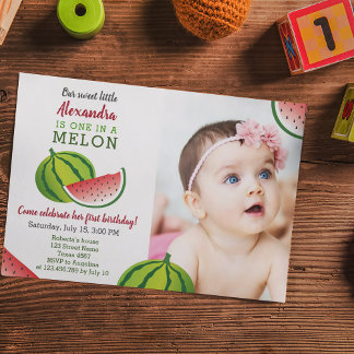 Eine in Melon 1. Geburtstag Einladung