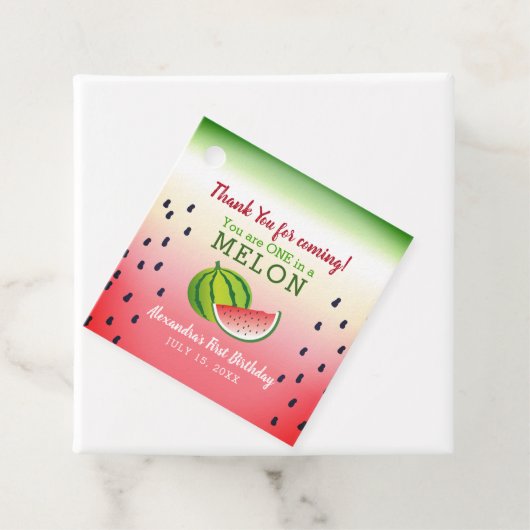 Eine in Melon 1. Geburtstag Geschenkanhänger (Beispiel)