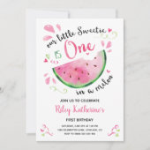 Eine in Melon 1. Geburtstag Wassermelone Einladung (Vorderseite)