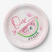 Eine in Melon Birthday Watermelon Pappteller (Vorderseite)