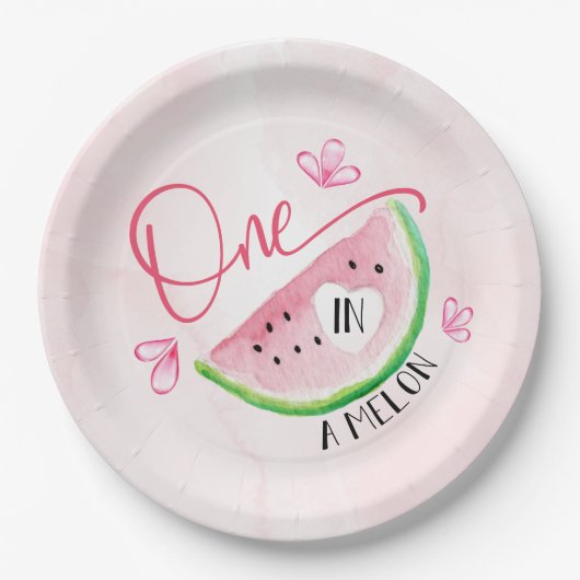 Eine in Melon Birthday Watermelon Pappteller (Vorderseite)