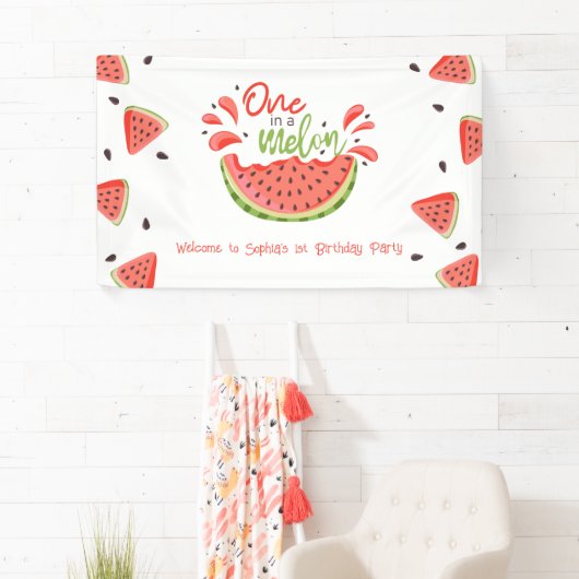 Eine in Melon First Birthday Watermelon Banner (Insitu)