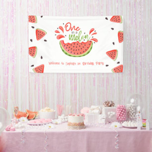 Eine in Melon First Birthday Watermelon Banner