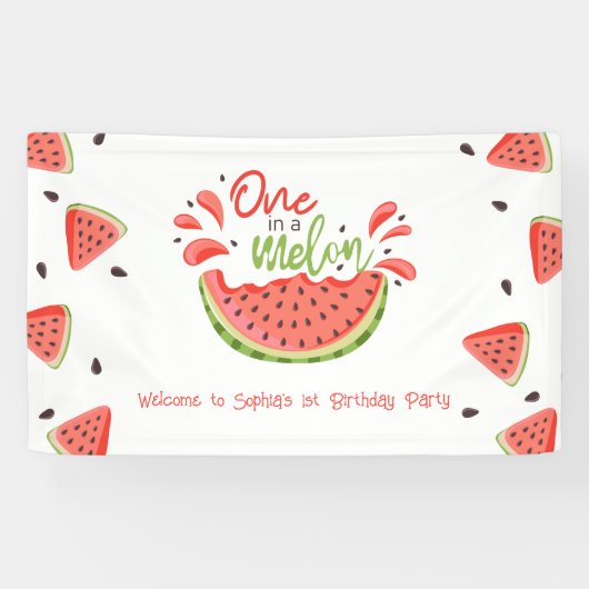 Eine in Melon First Birthday Watermelon Banner (Horizontal)