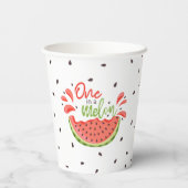 Eine in Melon First Birthday Watermelon Pappbecher (Rückseite)