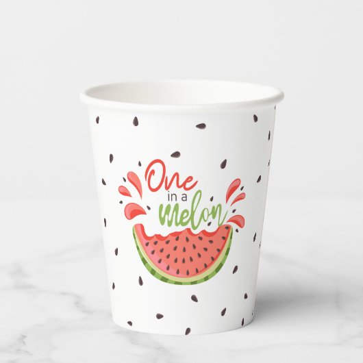 Eine in Melon First Birthday Watermelon Pappbecher (Rückseite)