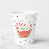 Eine in Melon First Birthday Watermelon Pappbecher (Vorderseite)