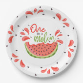 Eine in Melon First Birthday Watermelon Pappteller (Vorderseite)
