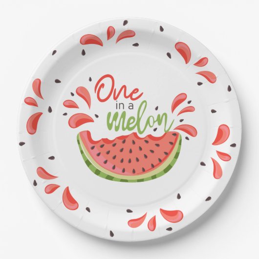 Eine in Melon First Birthday Watermelon Pappteller (Vorderseite)