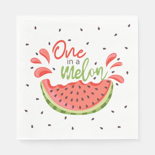 Eine in Melon First Birthday Watermelon Serviette (Vorderseite)