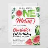 Eine in Melon Watercolor Wassermelone 1. Geburtsta Einladung (Vorderseite)