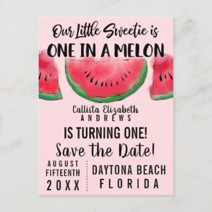 Eine in Melon Watercolor Wassermelone Save the Dat Einladungspostkarte
