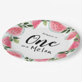 Eine in Melon Watercolor Watermelon Pappteller (Schrägansicht)