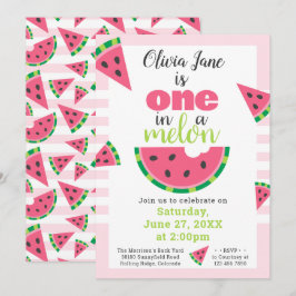 Eine in Melon Watermelon Baby Girl 1. Geburtstag Einladung