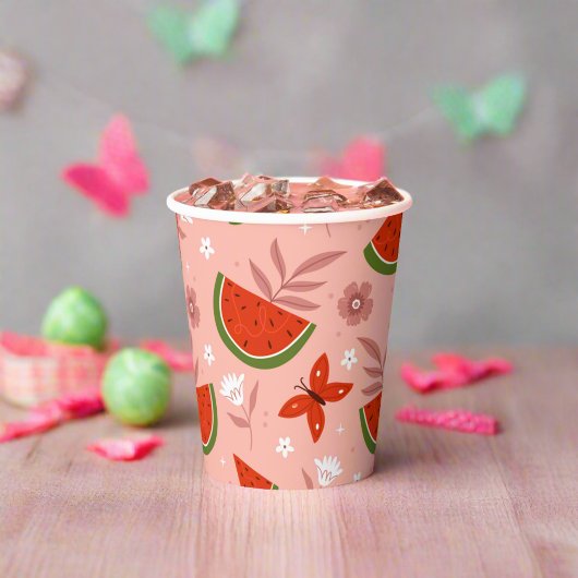 Eine in Melon Watermelon Butterfliegen zum Geburts Pappbecher