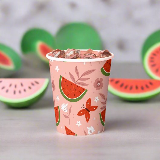 Eine in Melon Watermelon Butterfliegen zum Geburts Pappbecher