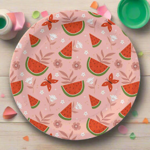 Eine in Melon Watermelon Butterfliegen zum Geburts Pappteller