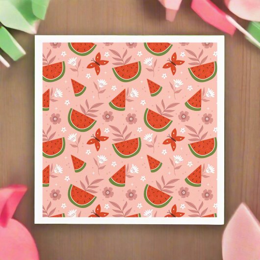 Eine in Melon Watermelon Butterfliegen zum Geburts Serviette