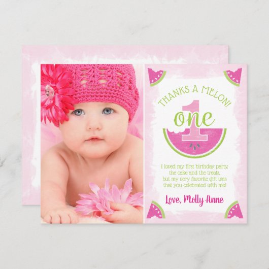 Eine in Melon Watermelon Danke-Card Einladung (Vorne/Hinten)