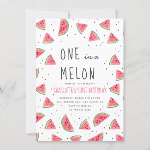 Eine in Melon Watermelon Erste Geburtstagsparty Einladung