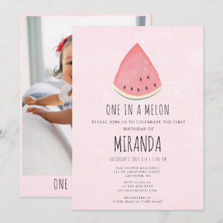 Eine in Melon Watermelon Erste Geburtstagsparty Einladung