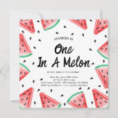 Eine in Melon Watermelon Girl 1. Geburtstag Einladung (Vorderseite)