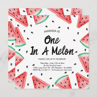 Eine in Melon Watermelon Girl 1. Geburtstag Einladung