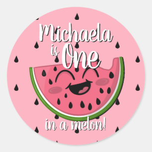 Eine in Melon Watermelon Girl I nterday Pink Runder Aufkleber