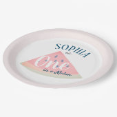 Eine in Melon Watermelon Girl Pink Birthday Pappteller (Schrägansicht)